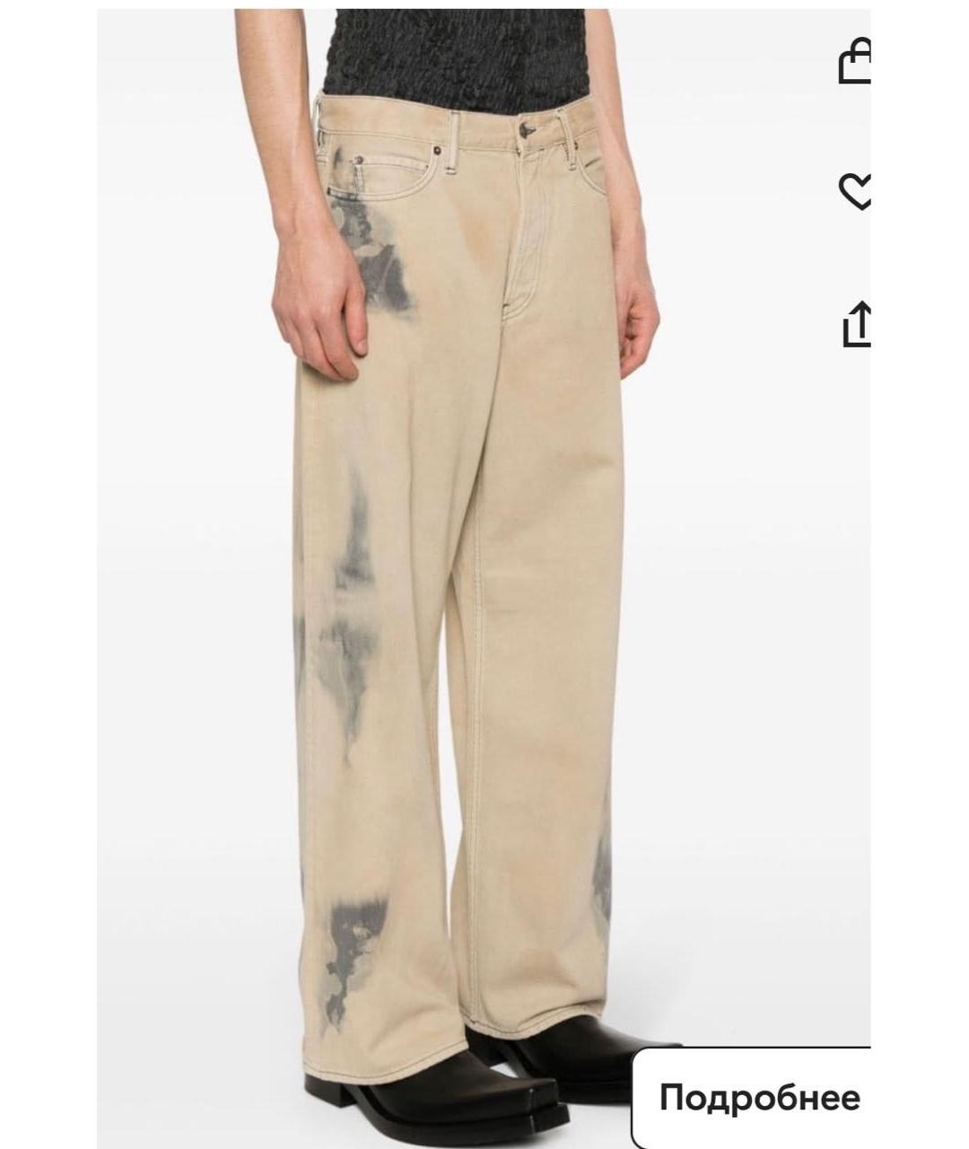 ACNE STUDIOS Бежевые хлопковые прямые джинсы, фото 8