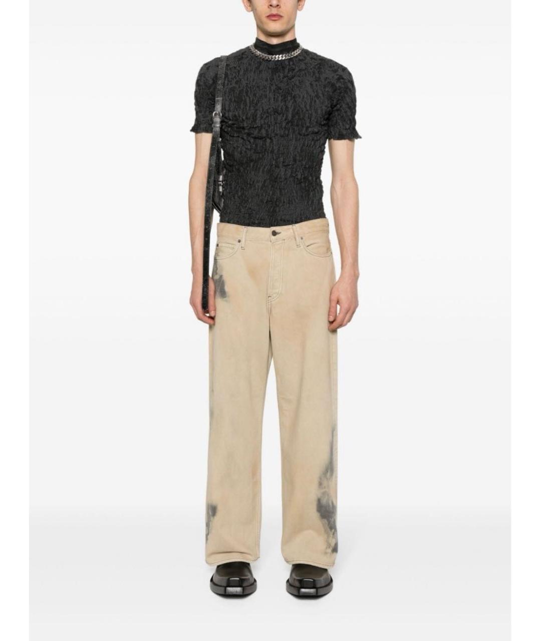 ACNE STUDIOS Бежевые хлопковые прямые джинсы, фото 7