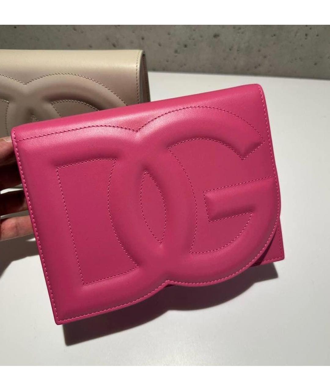 DOLCE&GABBANA Розовая кожаная сумка через плечо, фото 7
