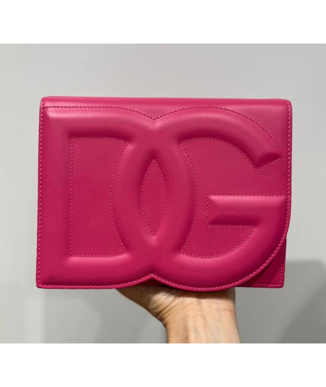 DOLCE&GABBANA Розовая кожаная сумка через плечо, фото 4