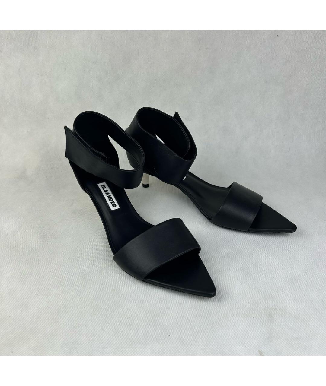 JIL SANDER Черные кожаные босоножки, фото 7