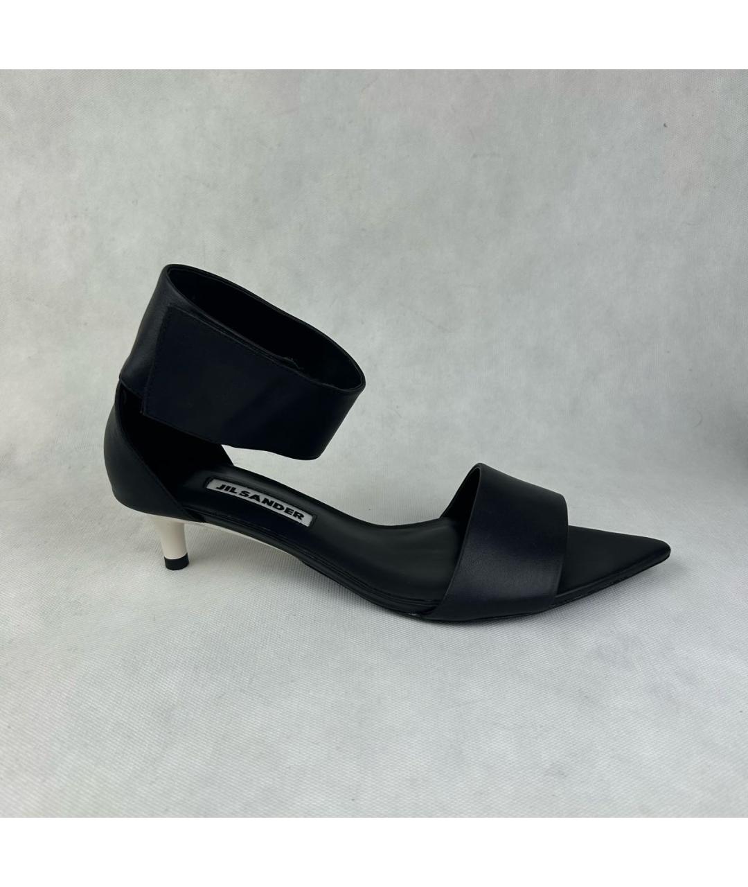 JIL SANDER Черные кожаные босоножки, фото 6