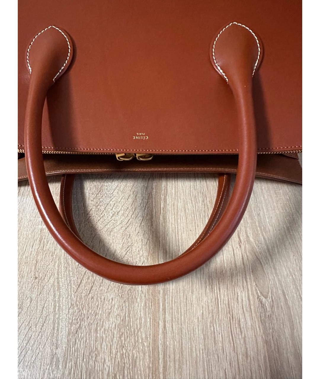 CELINE Коричневая кожаная сумка тоут, фото 7