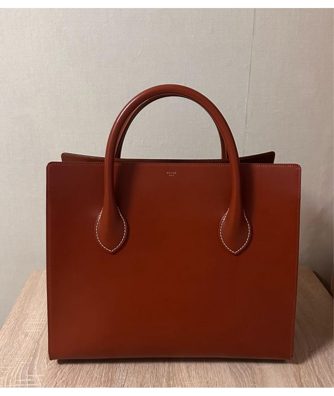 CELINE Коричневая кожаная сумка тоут, фото 2