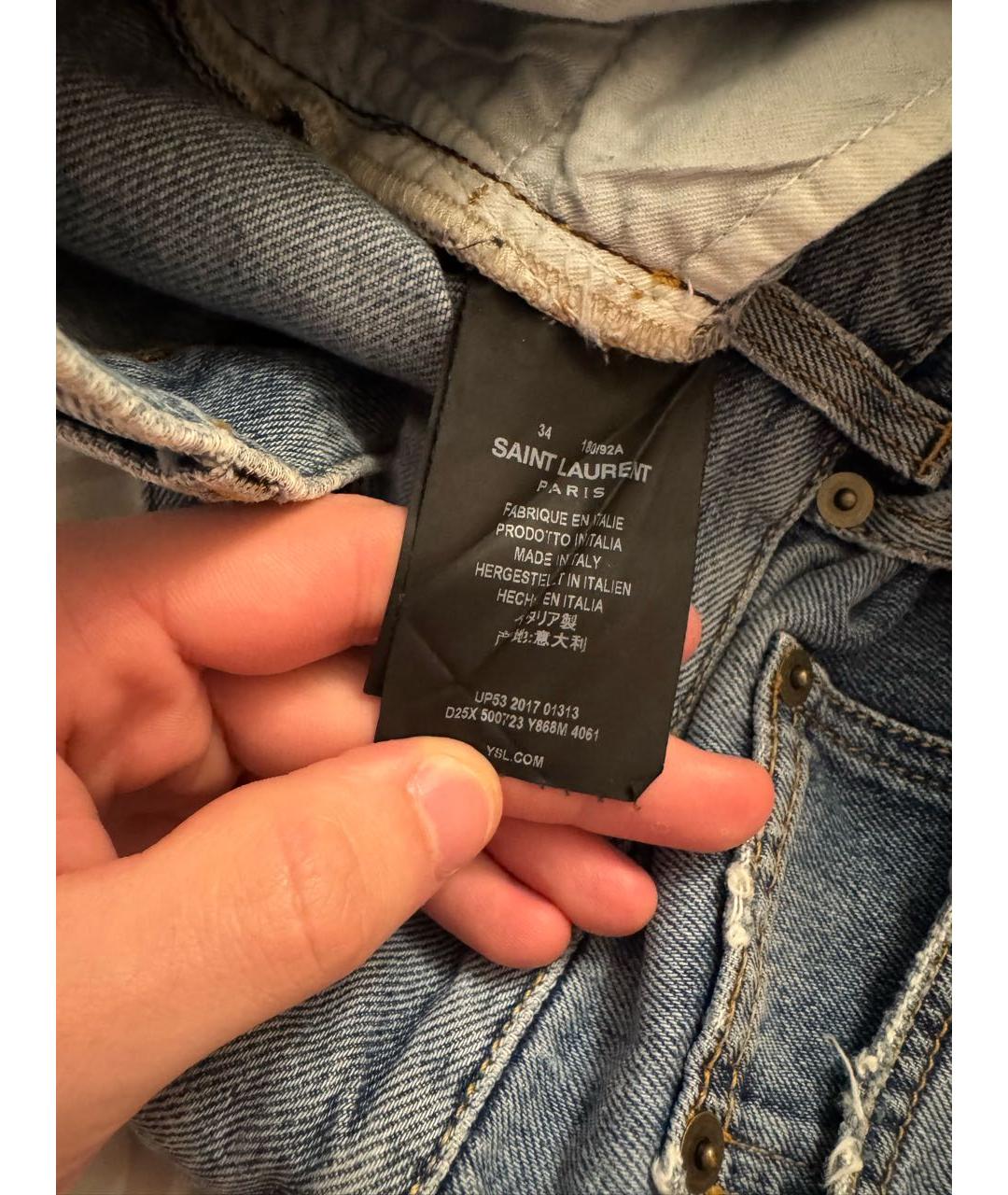 SAINT LAURENT Синие хлопковые джинсы скинни, фото 6