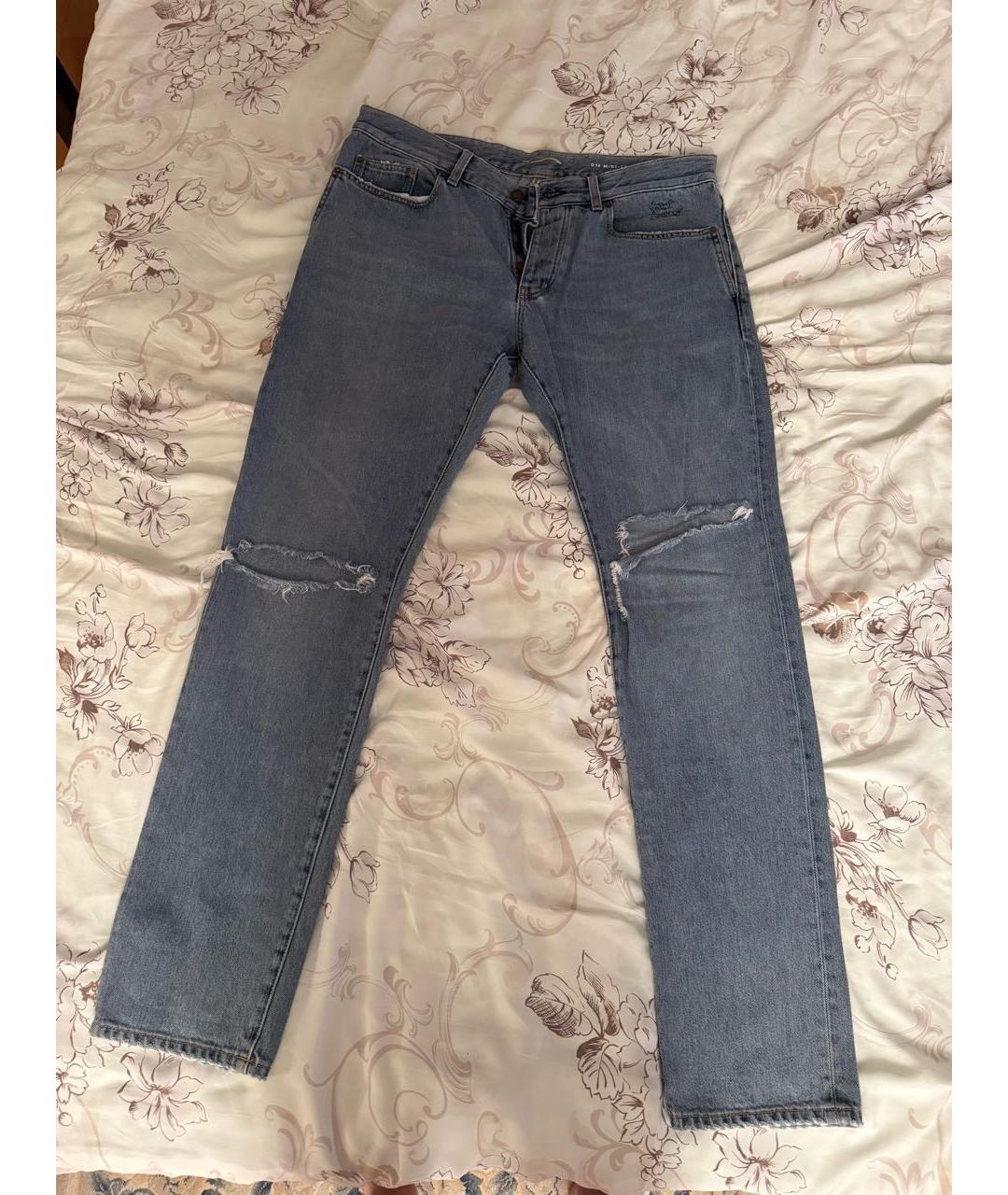 SAINT LAURENT Синие хлопковые джинсы скинни, фото 7