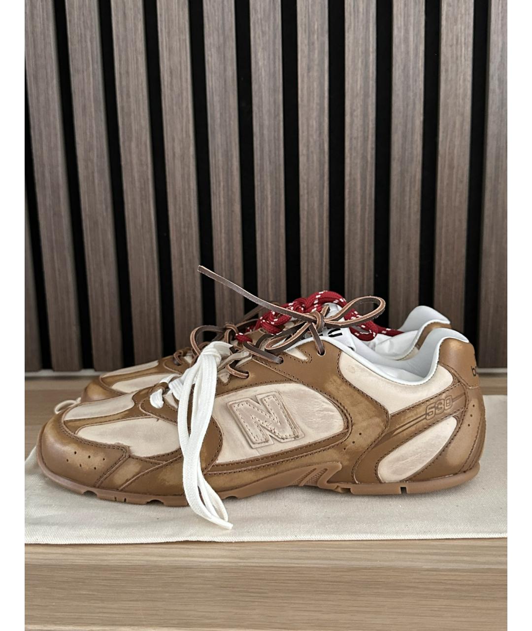 MIU MIU Коричневые кожаные кроссовки, фото 5