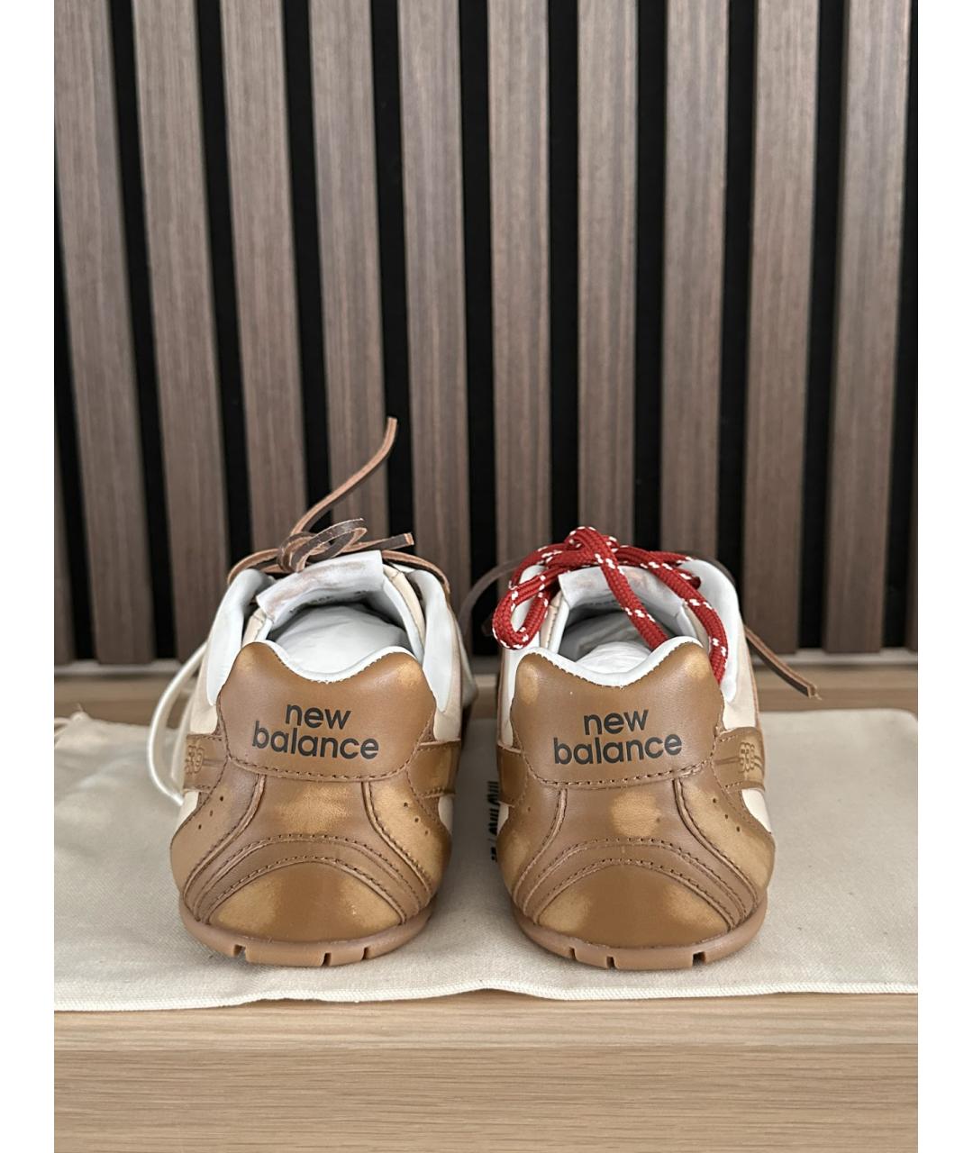 MIU MIU Коричневые кожаные кроссовки, фото 4