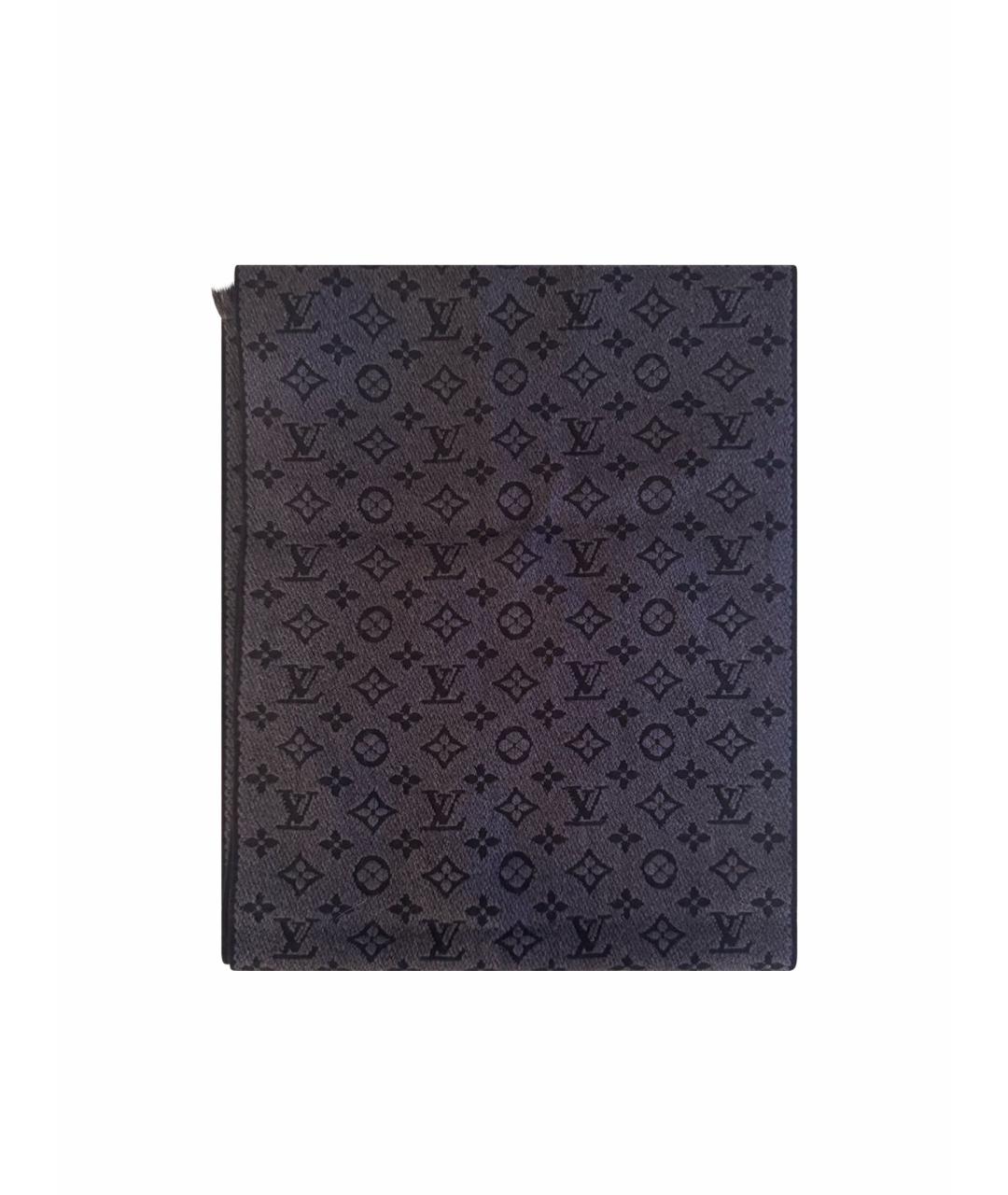 LOUIS VUITTON Антрацитовый шерстяной шарф, фото 1