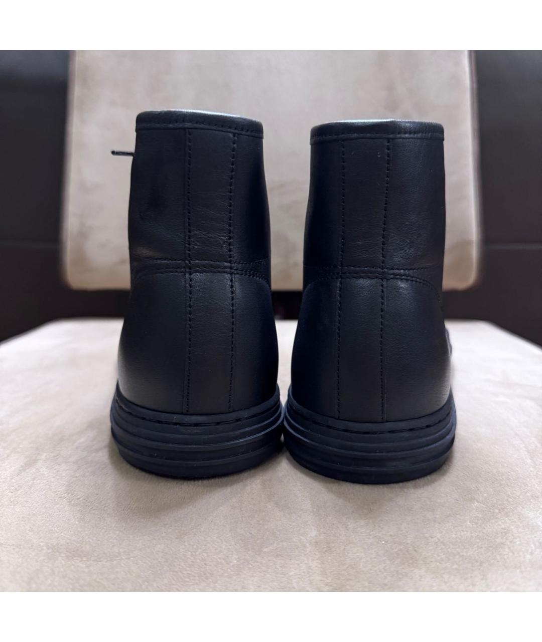 GUCCI Черные кожаные высокие кроссовки / кеды, фото 4