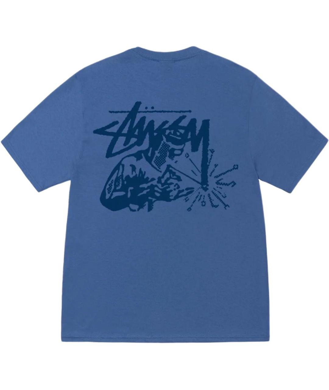 STUSSY Синяя хлопковая футболка, фото 2