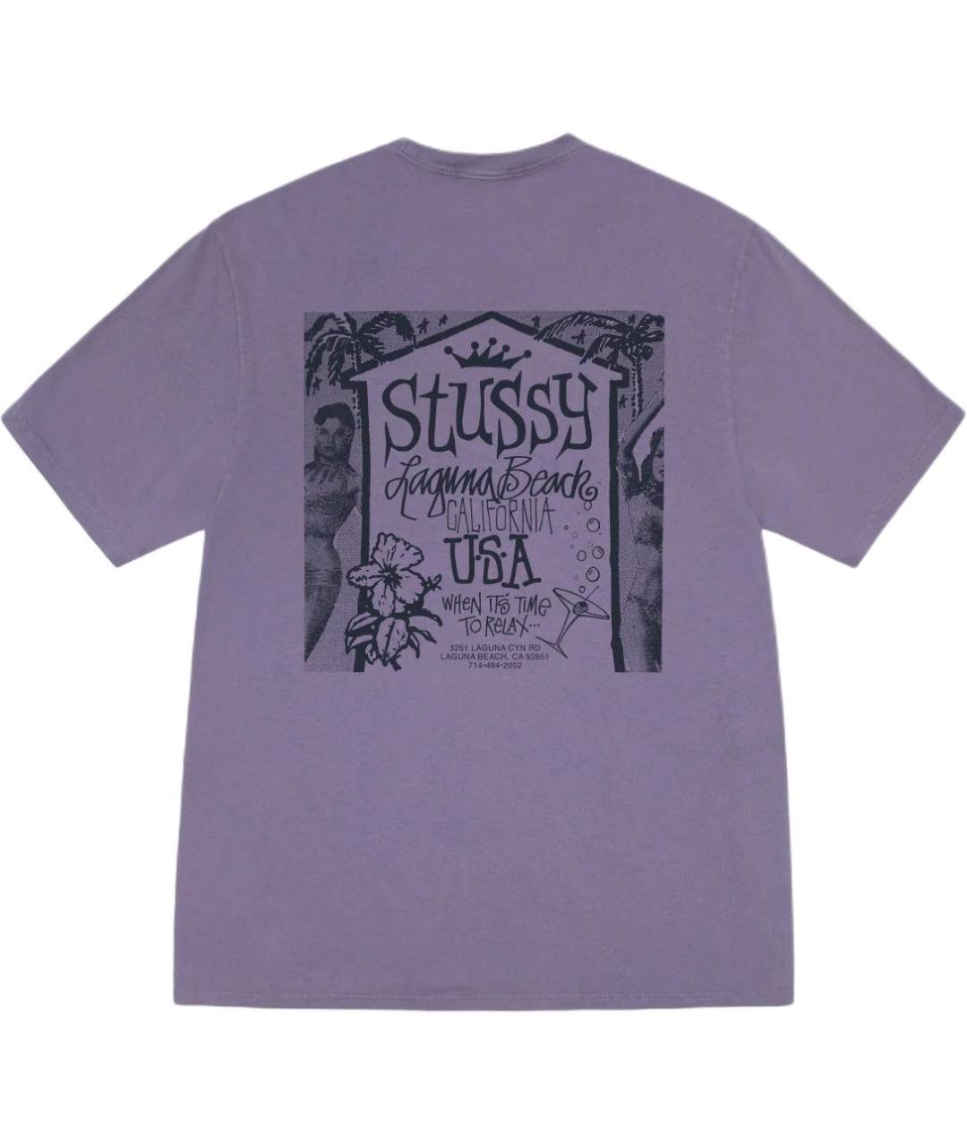 STUSSY Фиолетовая хлопковая футболка, фото 2