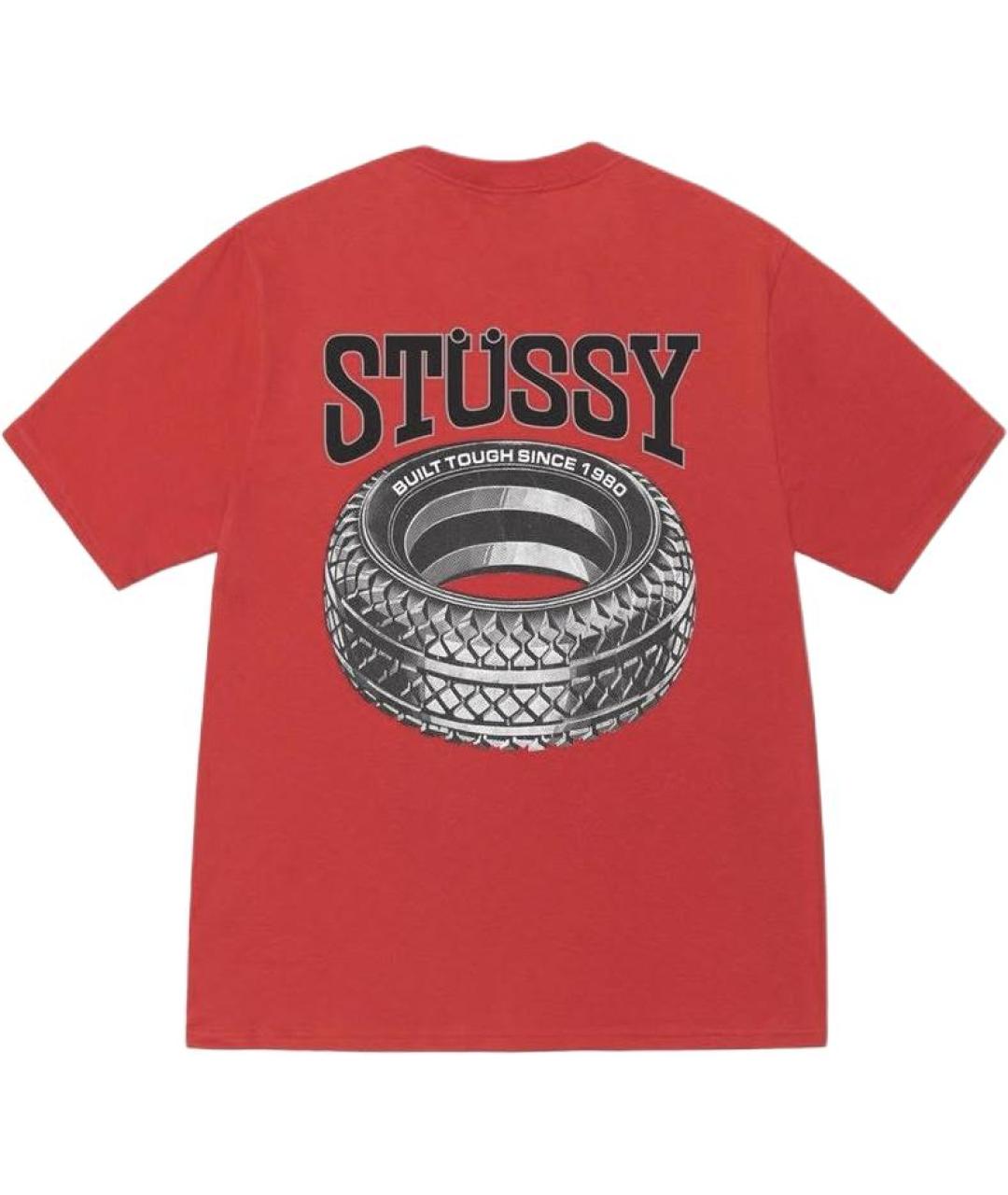 STUSSY Красная хлопковая футболка, фото 2