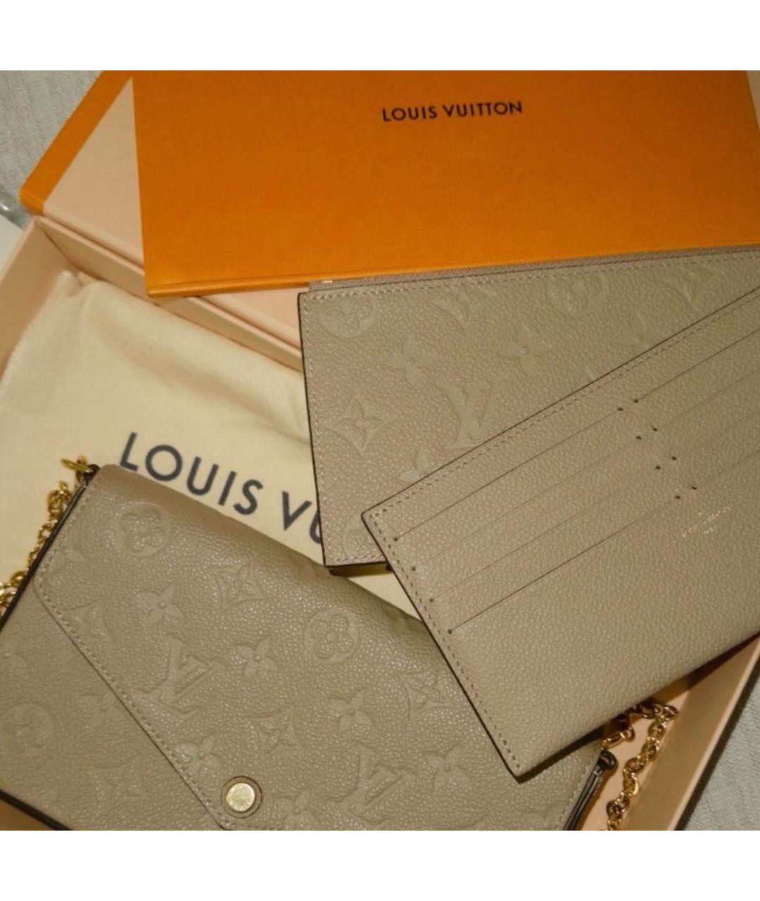 LOUIS VUITTON Бежевая кожаная сумка с короткими ручками, фото 5