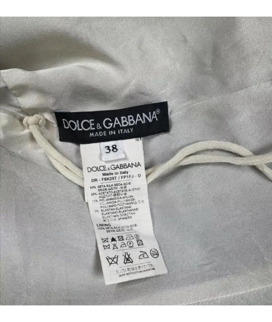 DOLCE&GABBANA Белое шелковое повседневное платье, фото 4
