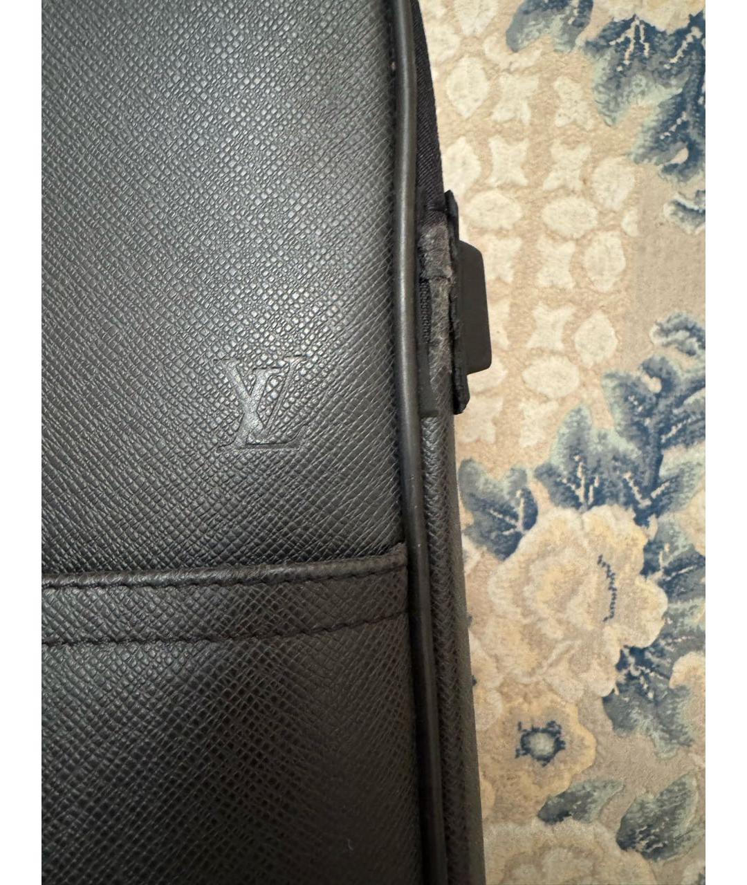 LOUIS VUITTON Черный кожаный чемодан, фото 2