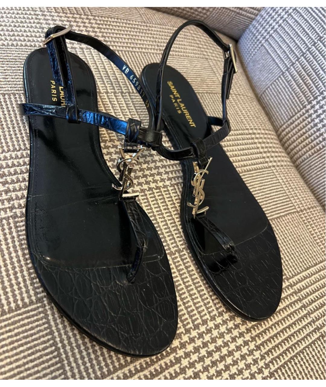 SAINT LAURENT Черные кожаные сандалии, фото 8