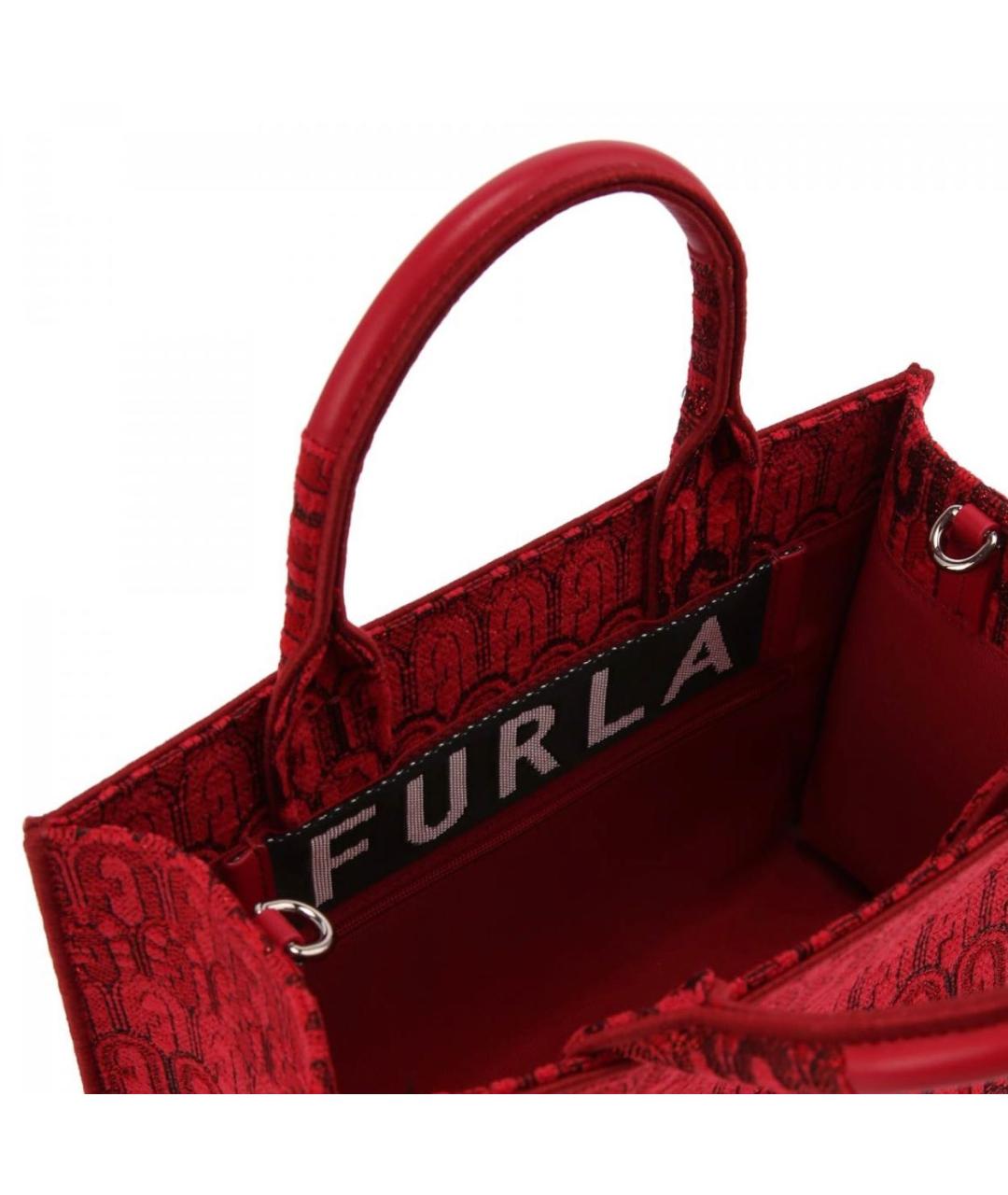 FURLA Красная тканевая сумка тоут, фото 3