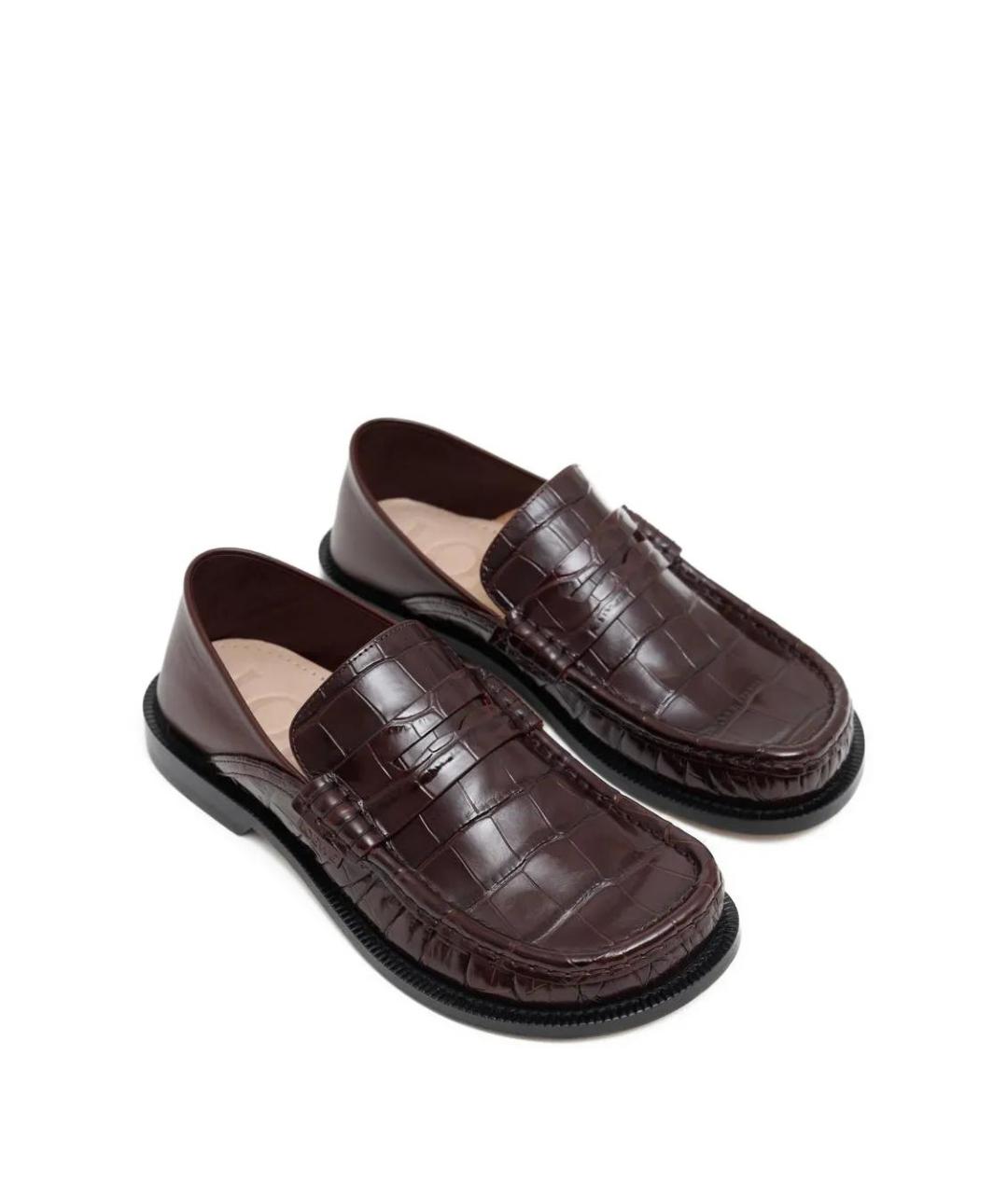 LOEWE Бордовые кожаные лоферы, фото 2