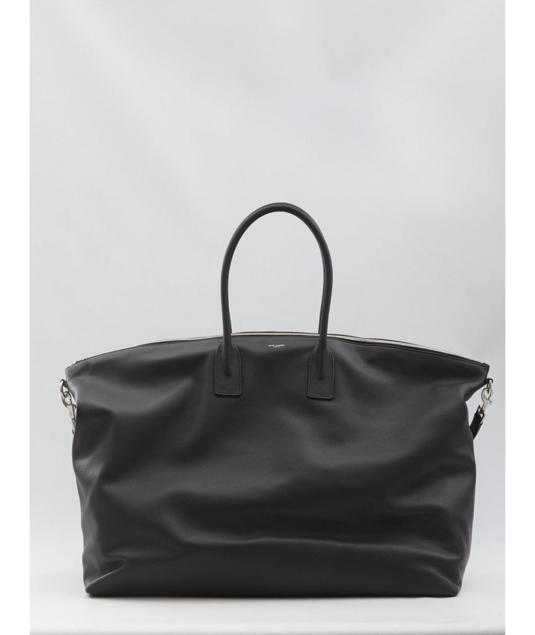 SAINT LAURENT Черная кожаная сумка тоут, фото 5