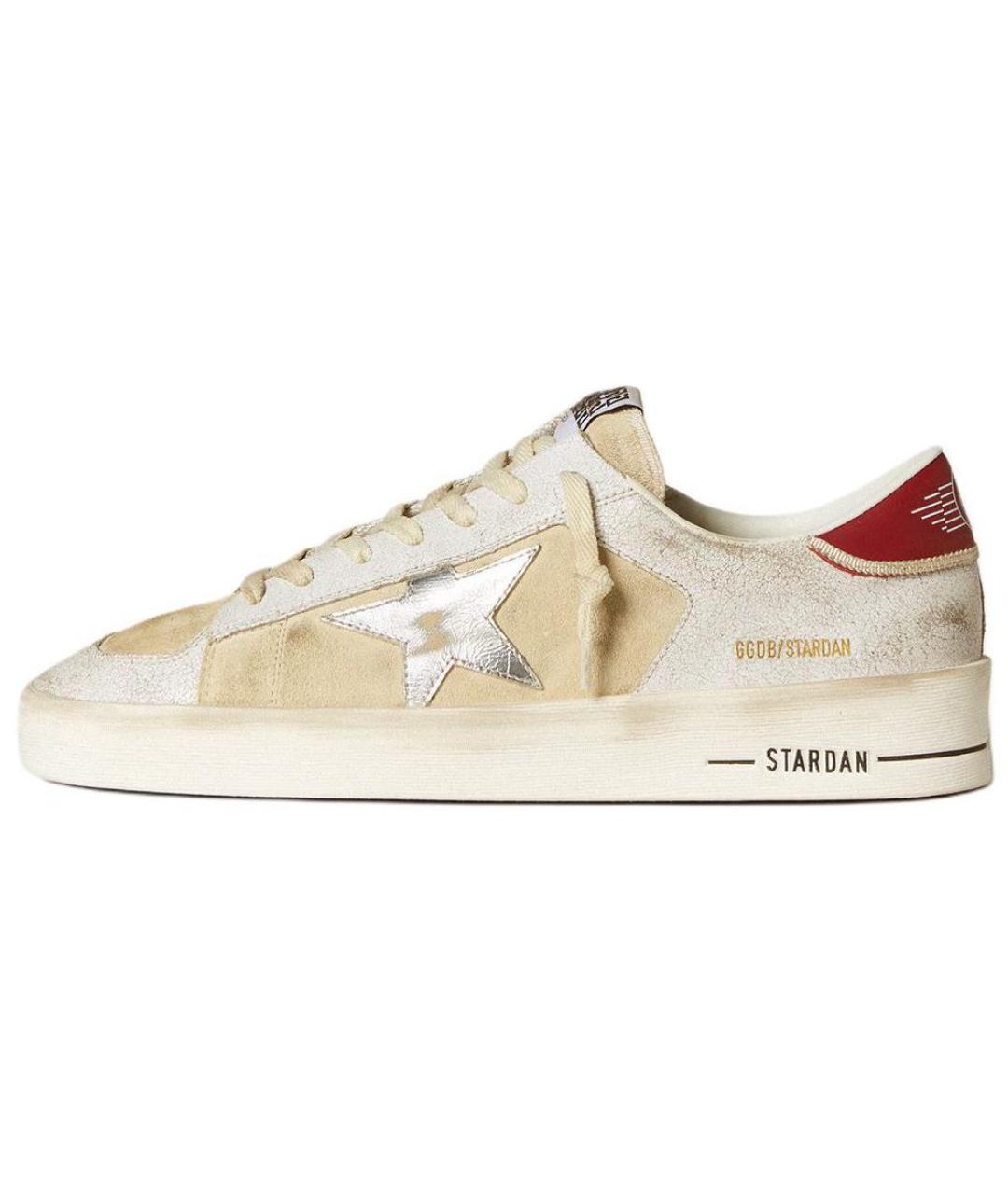 GOLDEN GOOSE Бежевые кожаные низкие кроссовки / кеды, фото 2
