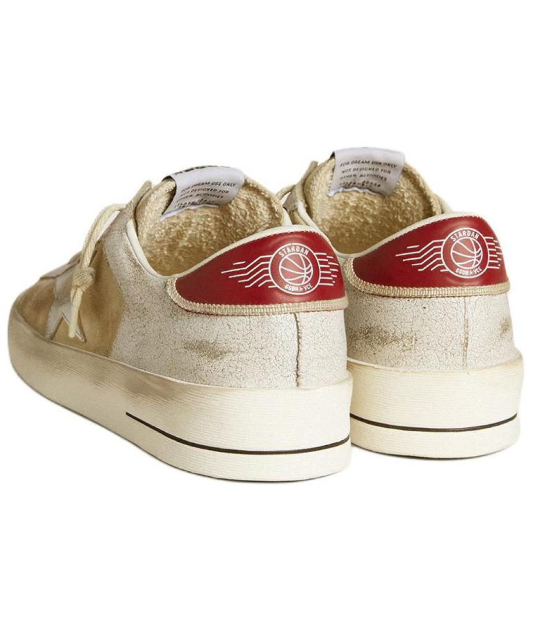GOLDEN GOOSE Бежевые кожаные низкие кроссовки / кеды, фото 4