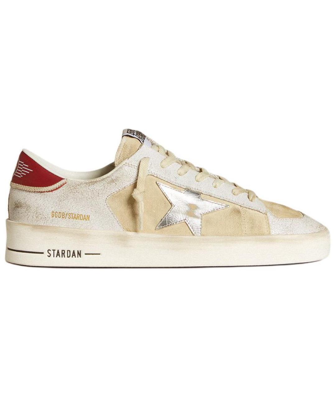 GOLDEN GOOSE Бежевые кожаные низкие кроссовки / кеды, фото 1