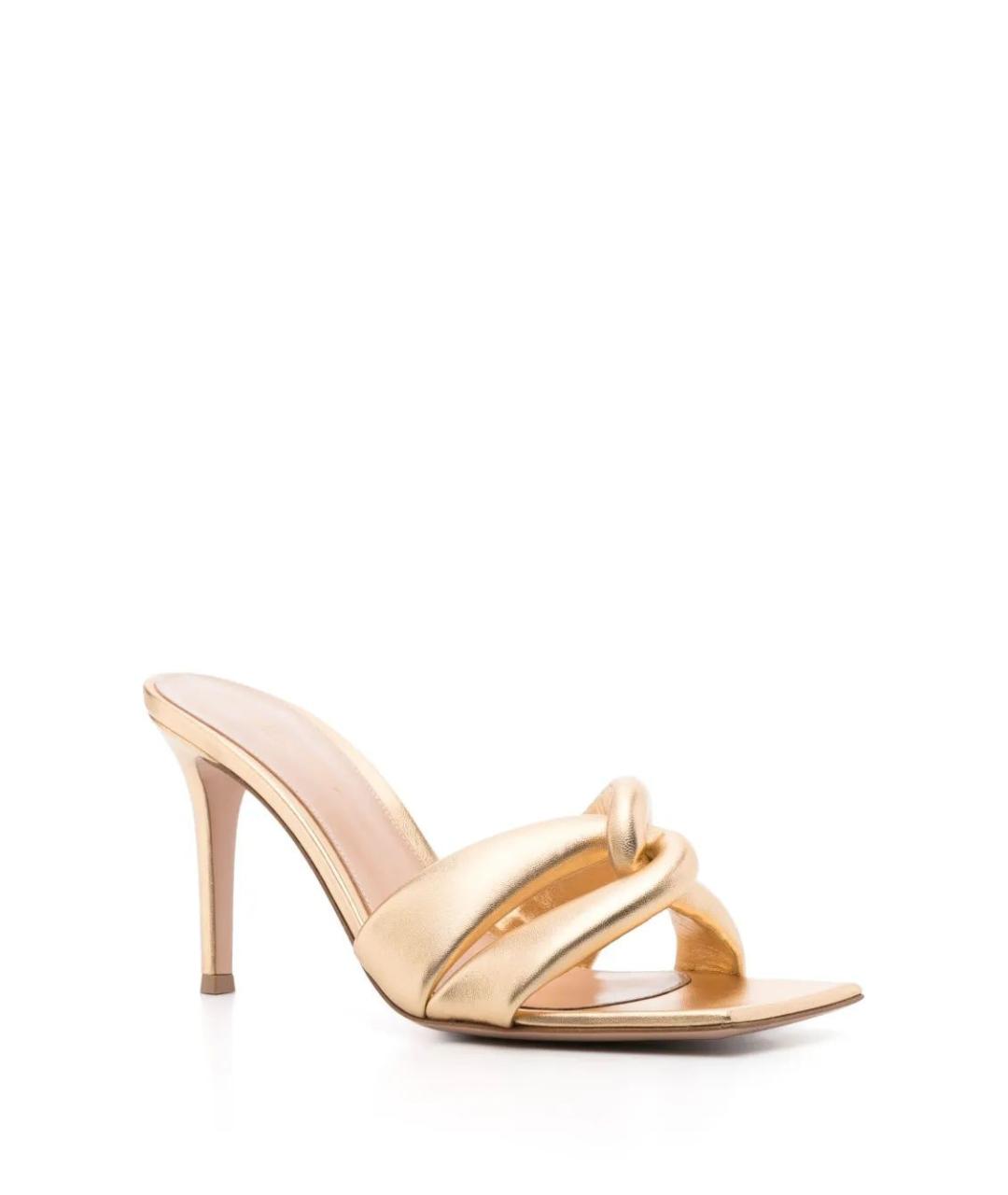 GIANVITO ROSSI Золотые кожаные мюли, фото 2