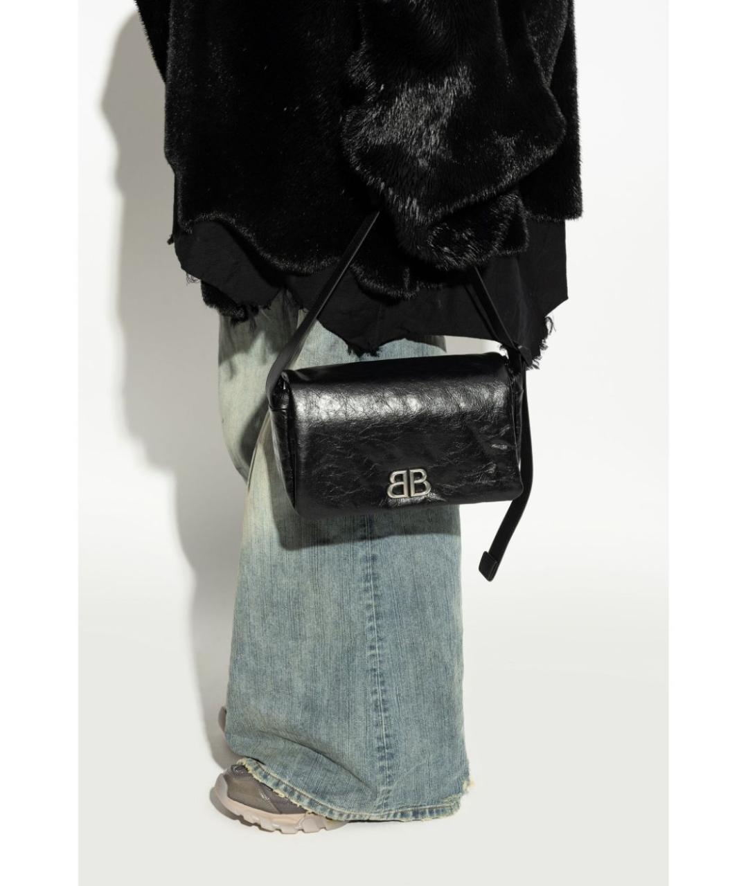 BALENCIAGA Черная кожаная сумка через плечо, фото 2