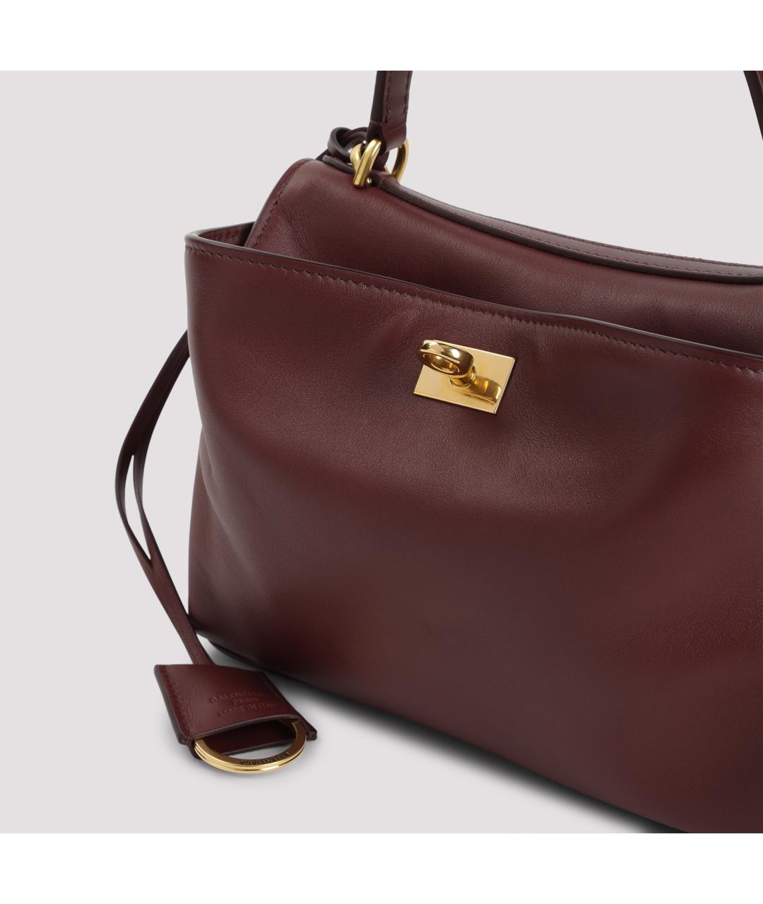 BALENCIAGA Бордовая кожаная сумка тоут, фото 4