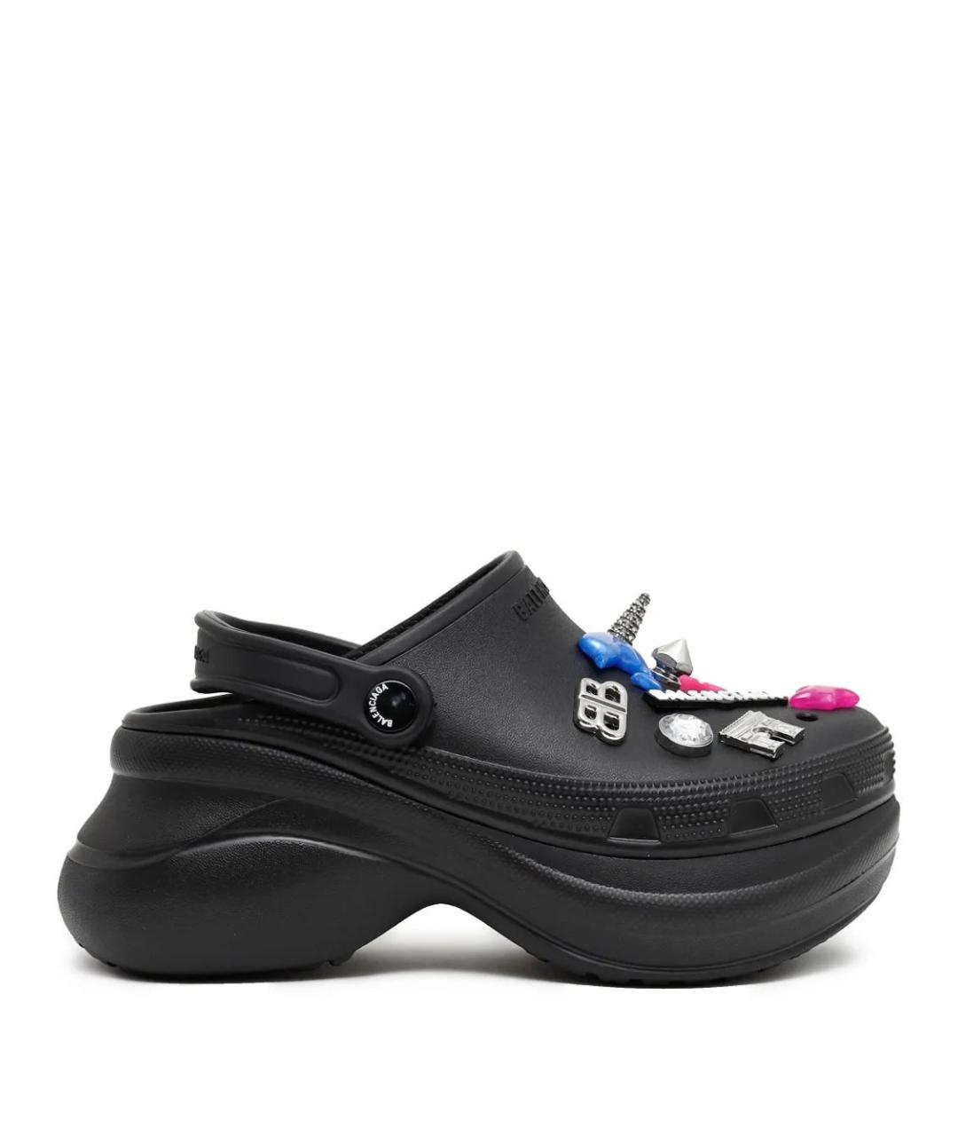 BALENCIAGA Черные резиновые сабо, фото 1