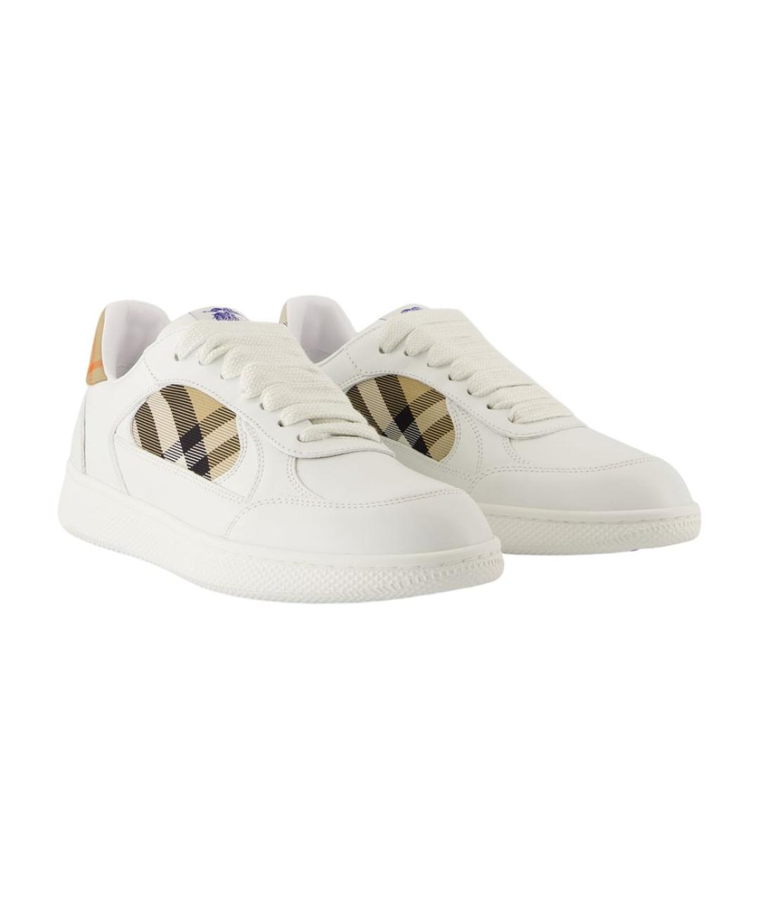BURBERRY Белые кожаные кеды, фото 2