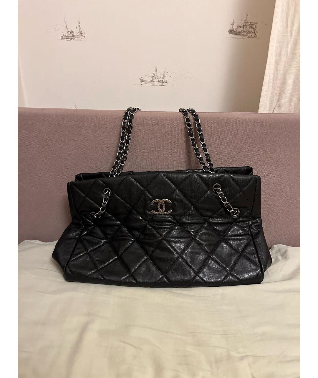CHANEL Черная кожаная сумка тоут, фото 8