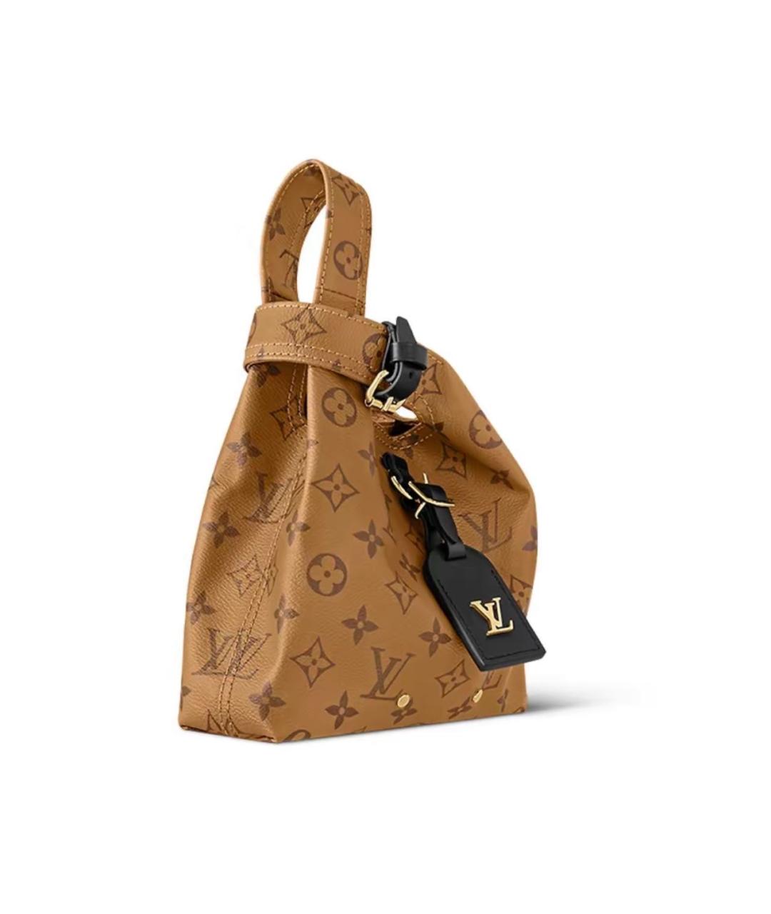 LOUIS VUITTON Коричневая кожаная сумка с короткими ручками, фото 3