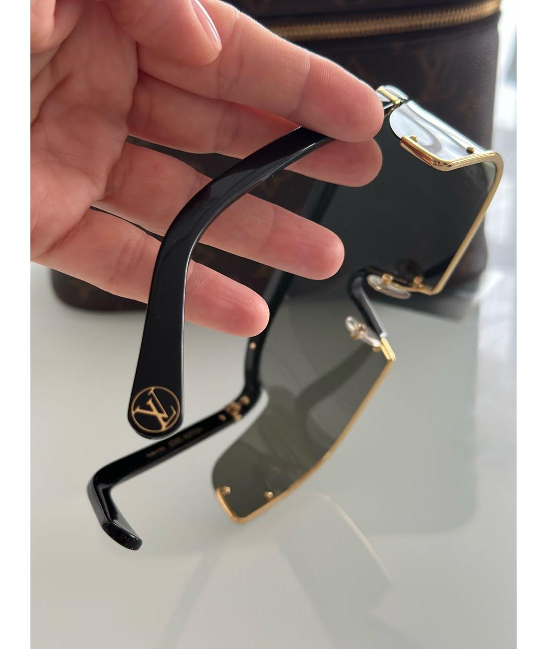 LOUIS VUITTON Антрацитовые пластиковые солнцезащитные очки, фото 5