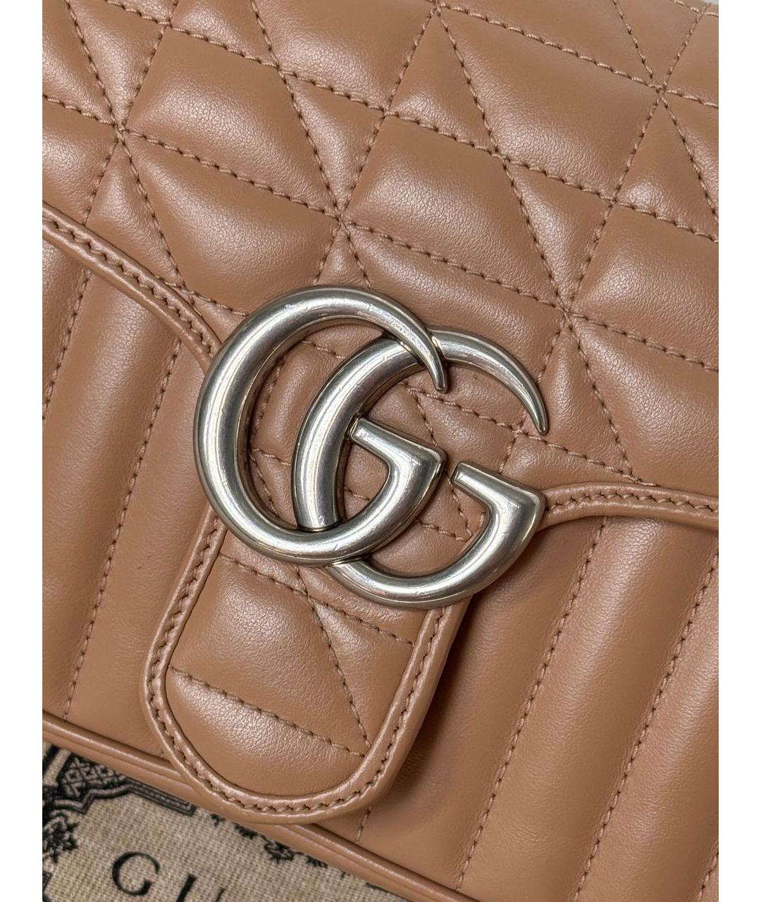 GUCCI Бежевая кожаная сумка через плечо, фото 7