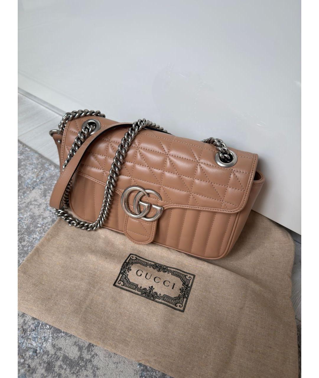 GUCCI Бежевая кожаная сумка через плечо, фото 9