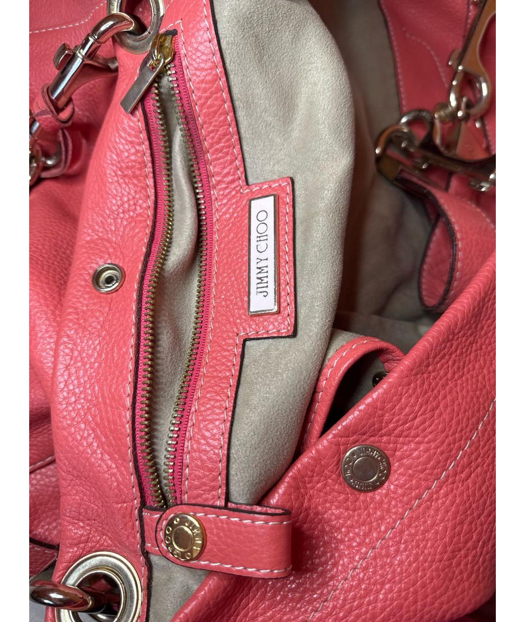 JIMMY CHOO Коралловая кожаная сумка тоут, фото 5