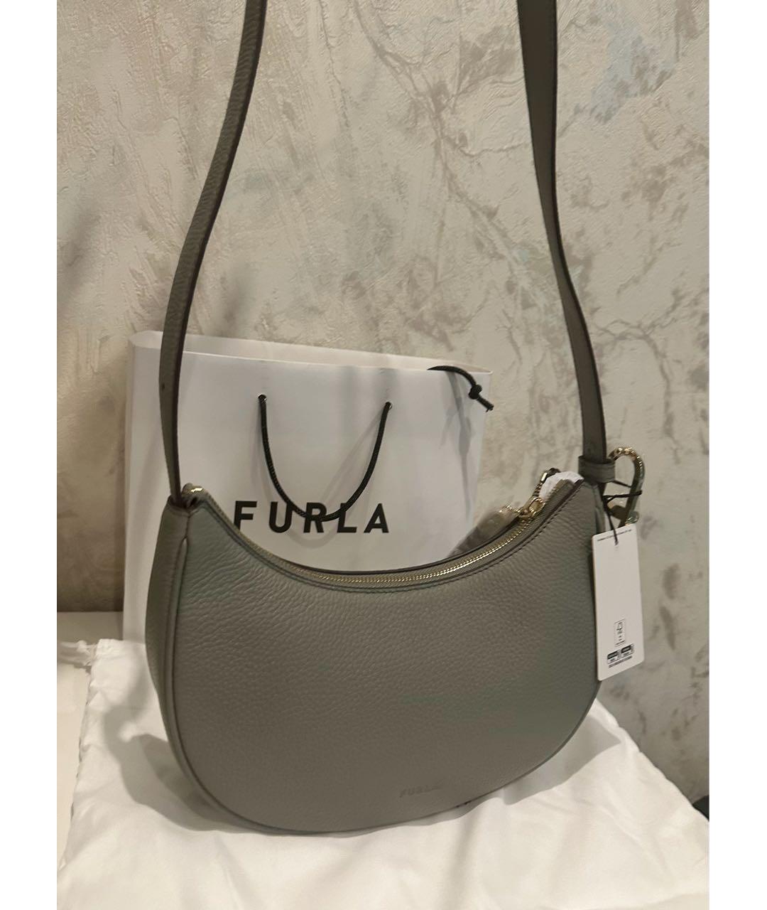 FURLA Серая кожаная сумка через плечо, фото 5