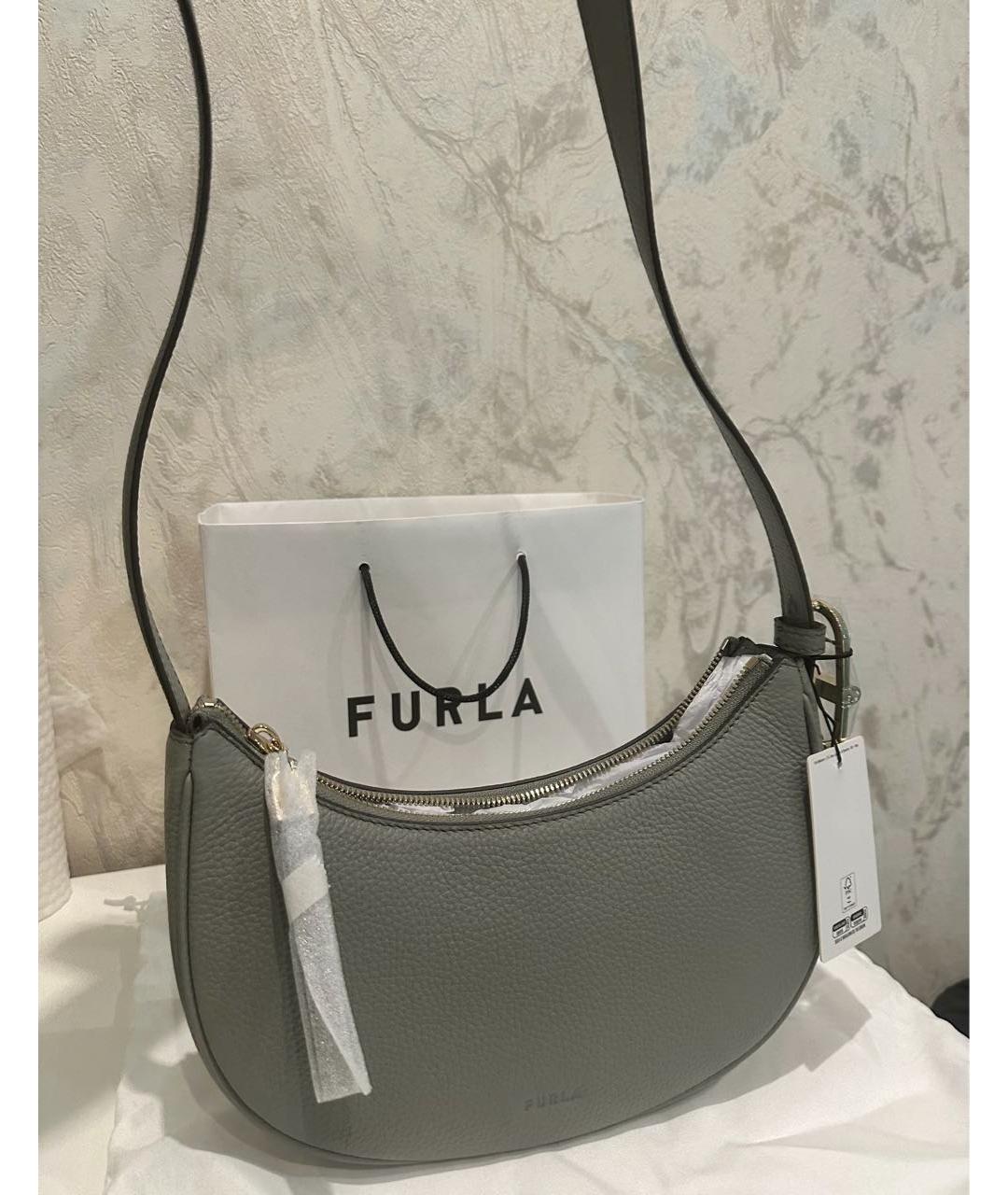 FURLA Серая кожаная сумка через плечо, фото 3