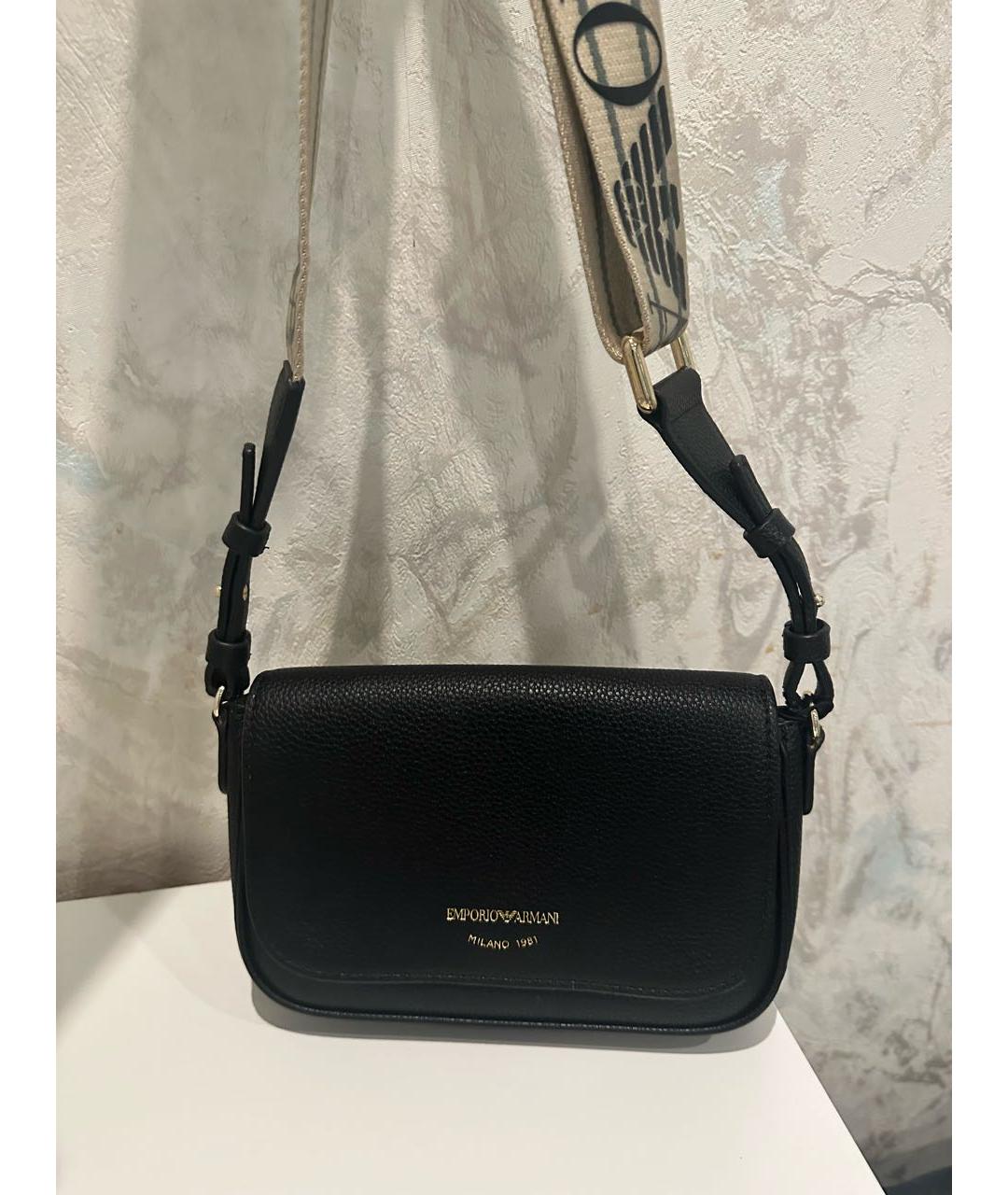 EMPORIO ARMANI Черная сумка через плечо из искусственной кожи, фото 2