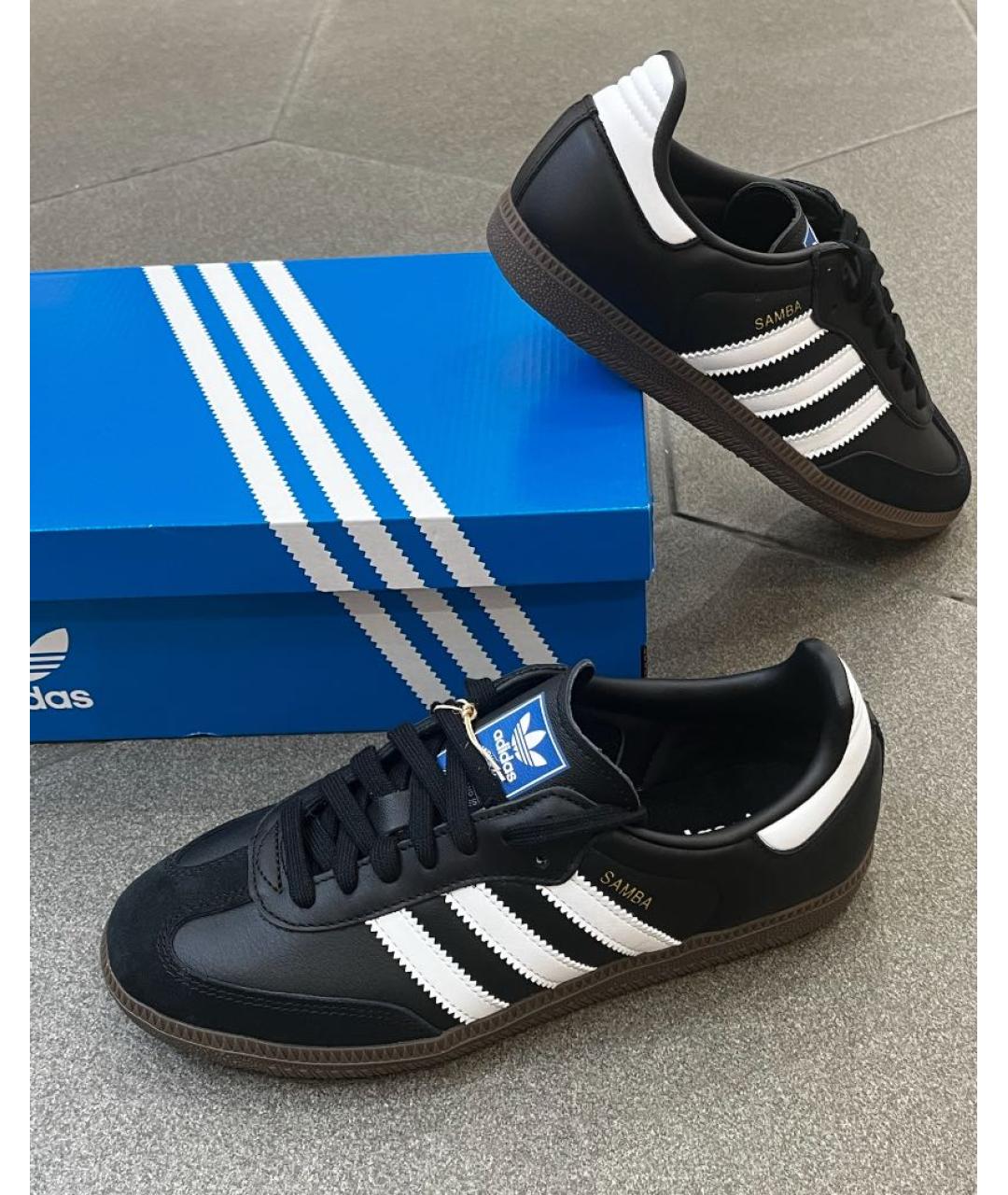 ADIDAS Черные кожаные низкие кроссовки / кеды, фото 5