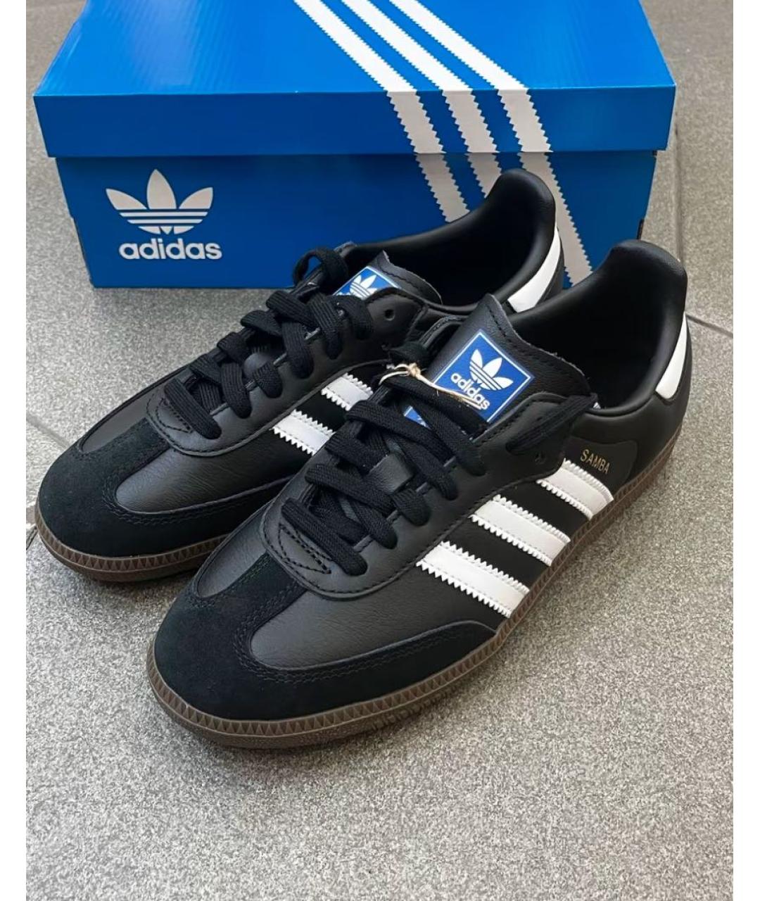 ADIDAS Черные кожаные низкие кроссовки / кеды, фото 6