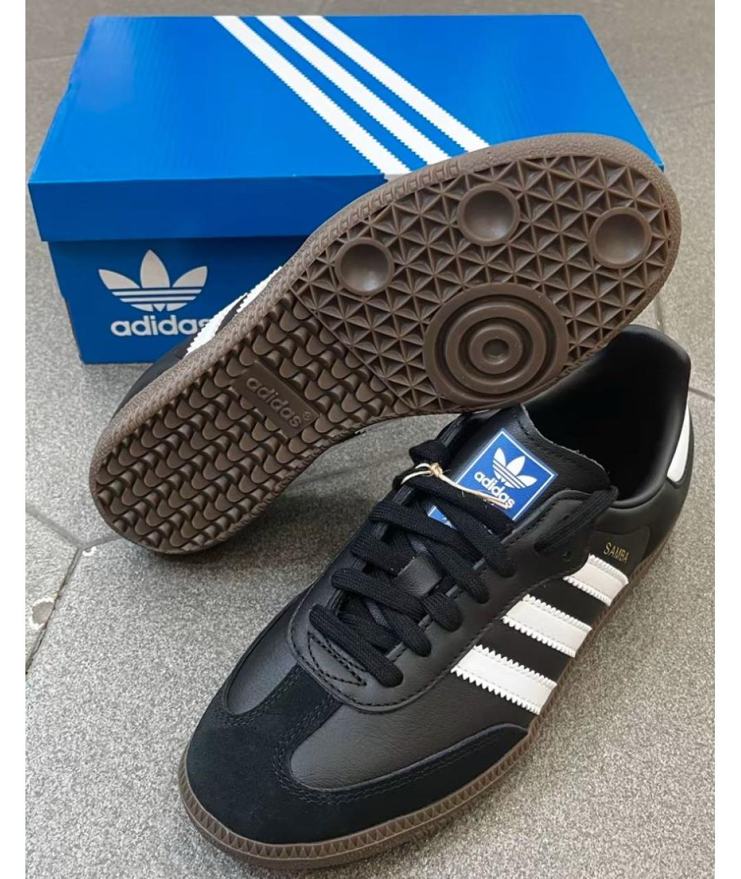ADIDAS Черные кожаные низкие кроссовки / кеды, фото 7