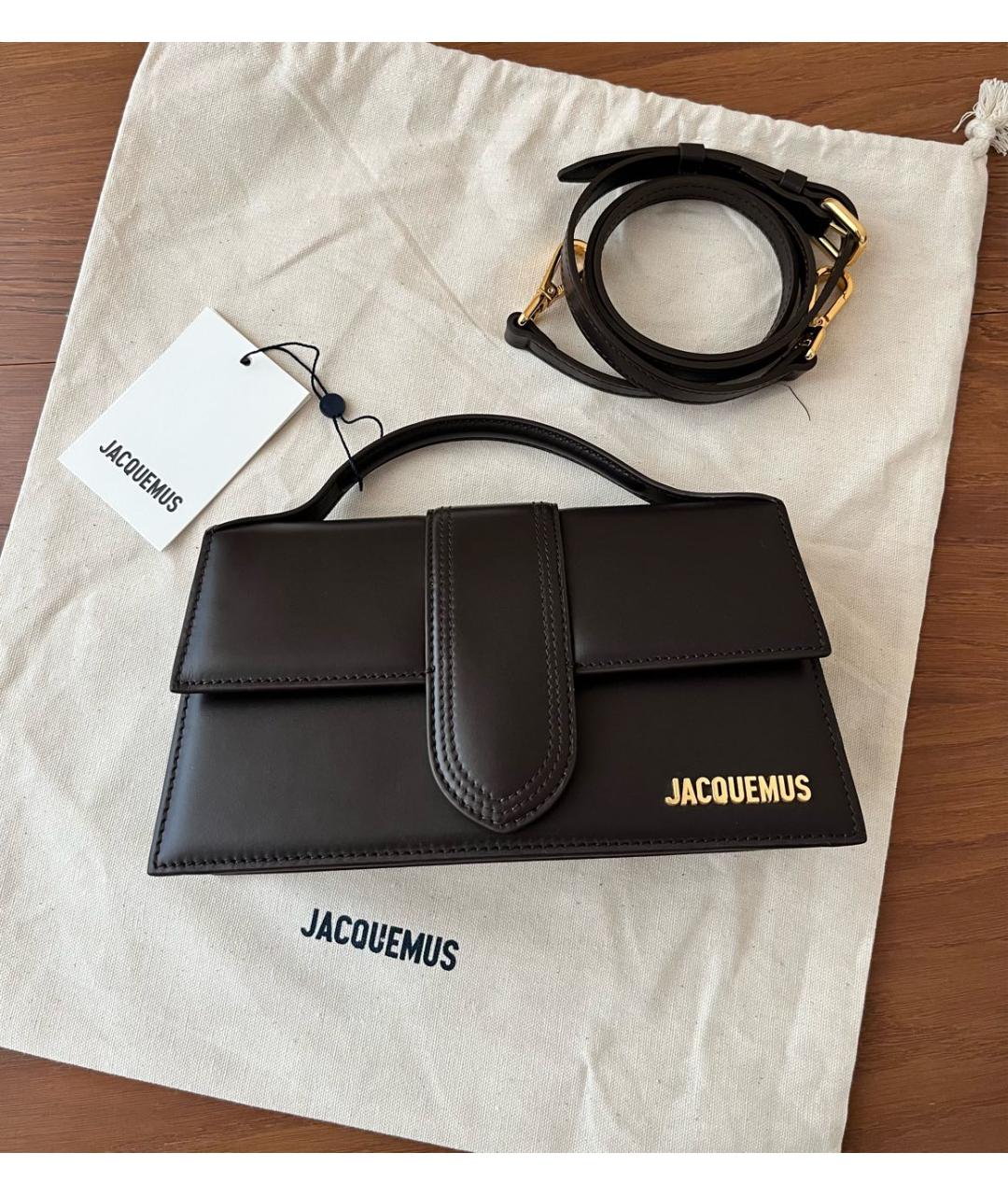 JACQUEMUS Коричневая кожаная сумка через плечо, фото 2