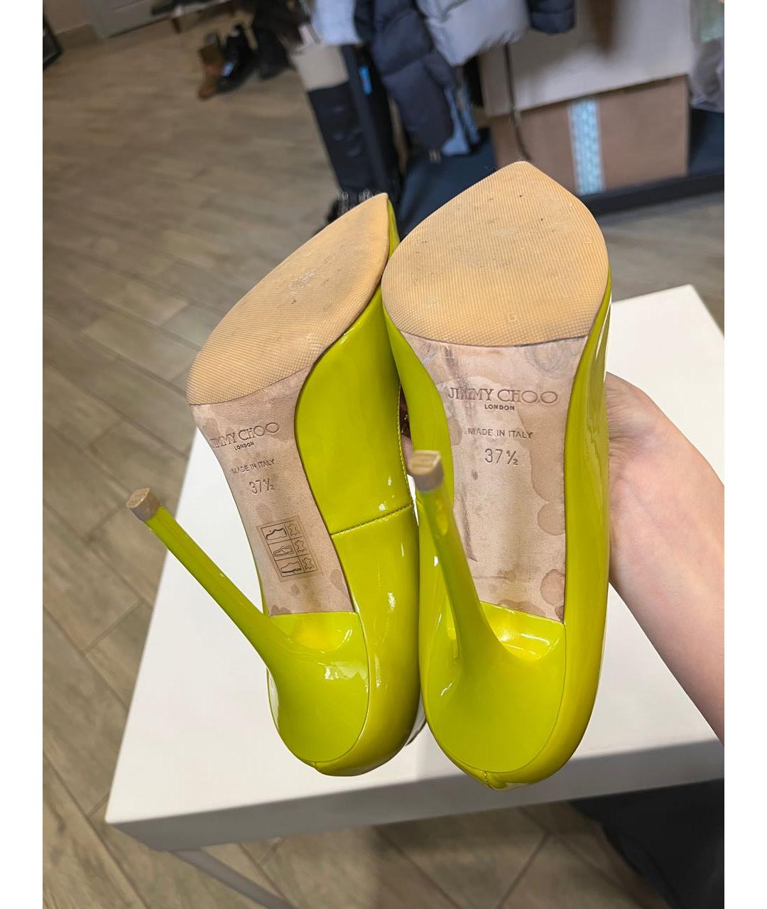 JIMMY CHOO Желтые туфли из лакированной кожи, фото 7