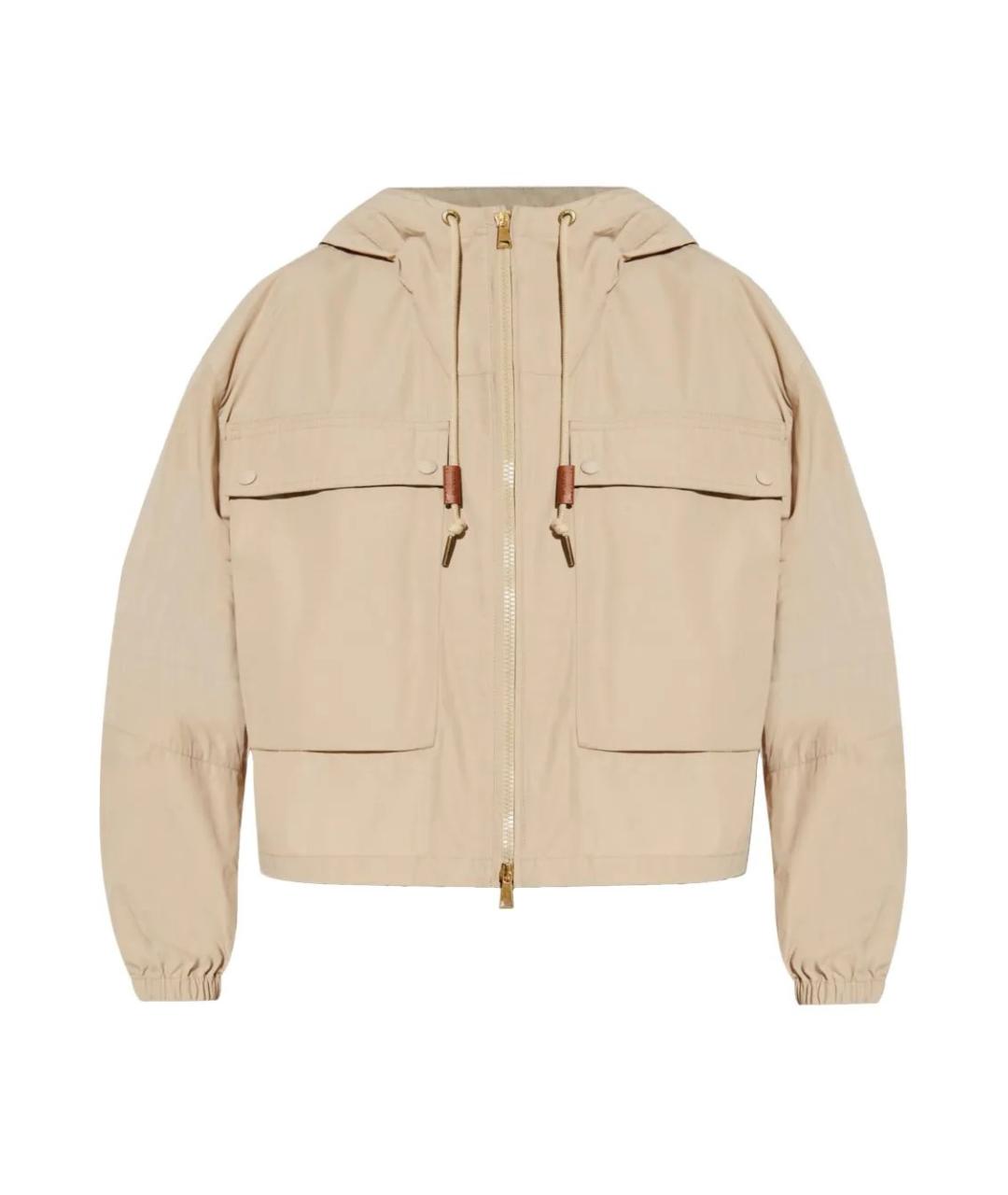 MONCLER Бежевая синтетическая куртка, фото 1