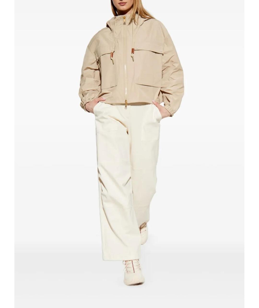 MONCLER Бежевая синтетическая куртка, фото 2
