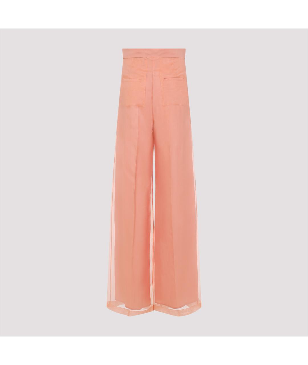 MAX MARA Розовые шелковые прямые брюки, фото 3