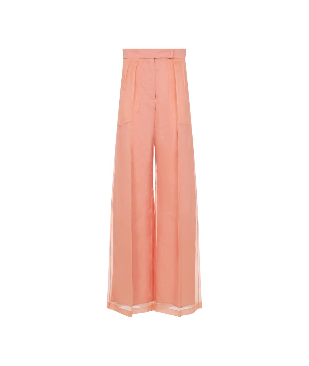 MAX MARA Розовые шелковые прямые брюки, фото 1